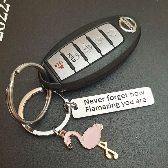 2/$21 Motivational Flamingo Stainless Steel Keychain - Picture 5 of 7